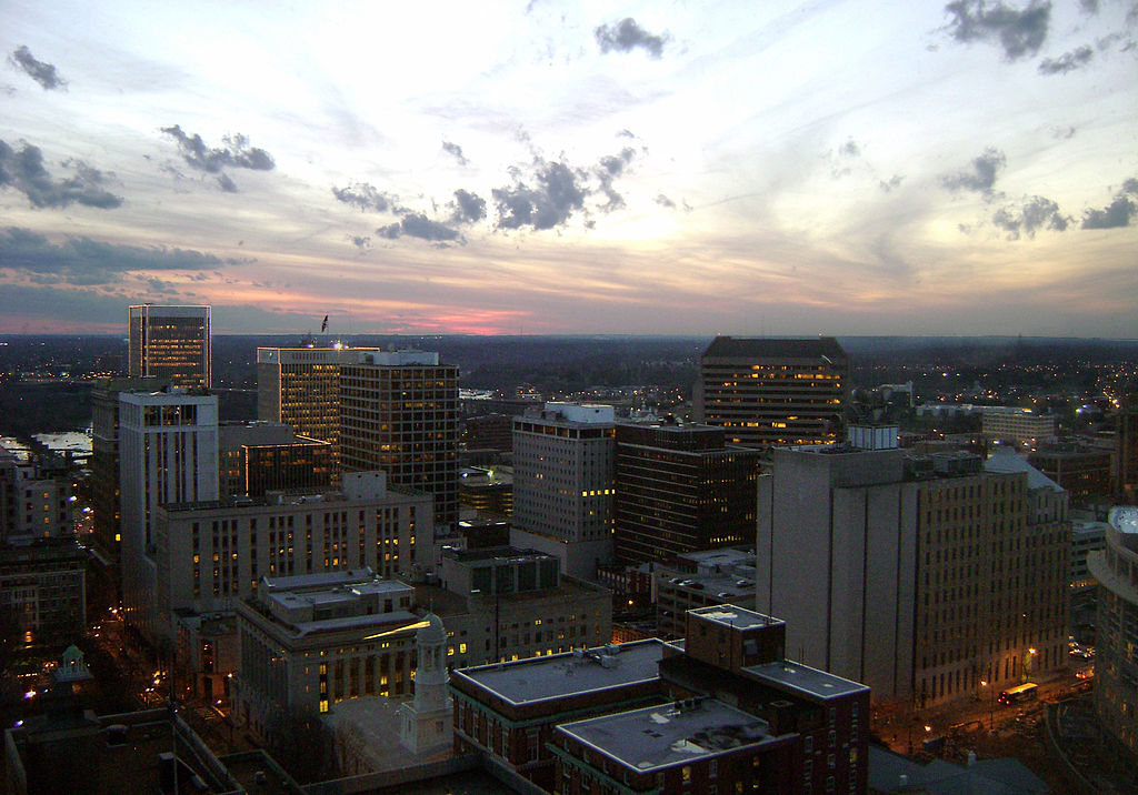 The skyline in Downtown Richmond in Virginia.