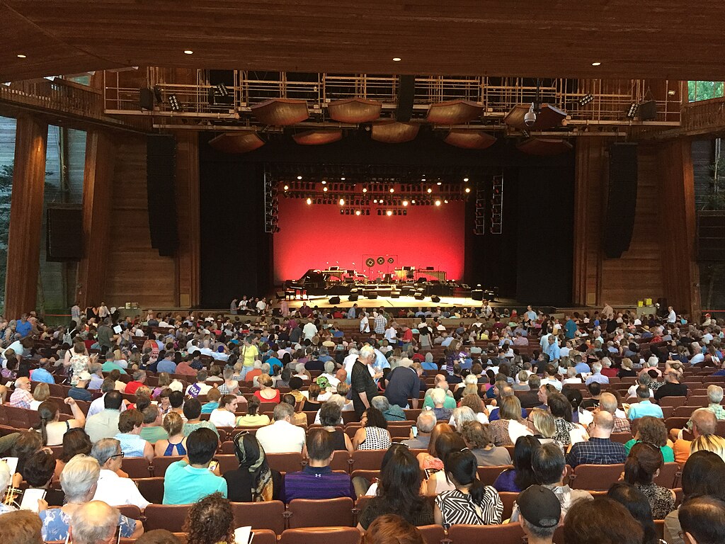 People at an auditorium in Virginia waiting for a show to start.