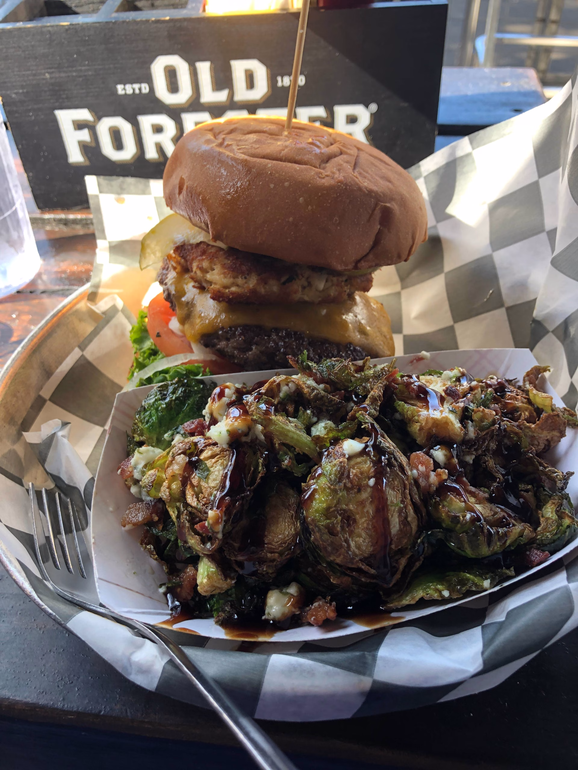 A serving of a burger and salad in Virginia.