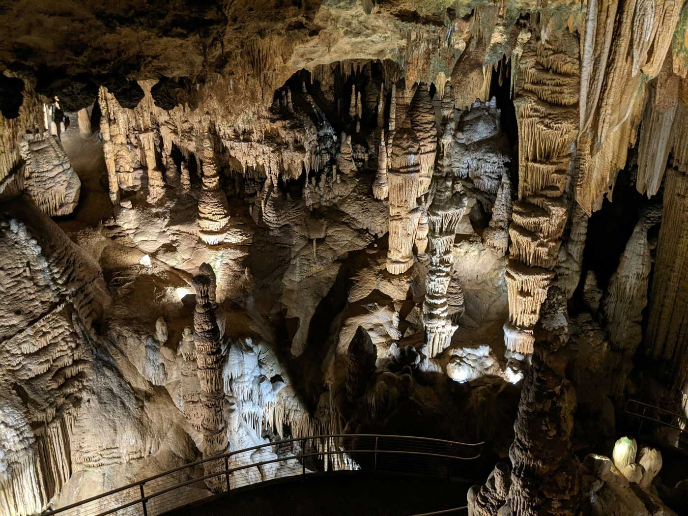 A birds eye view of the rock formations in Luray Caverns in Virginia.