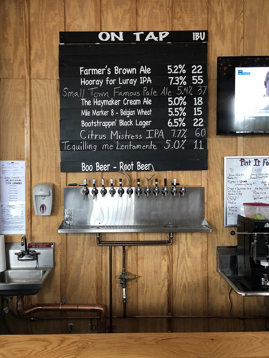Beer tap in a brewery in Luray, Virginia.