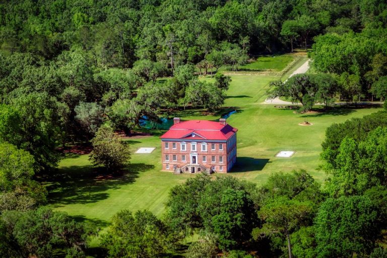 aerial view of the drayton hall plantation