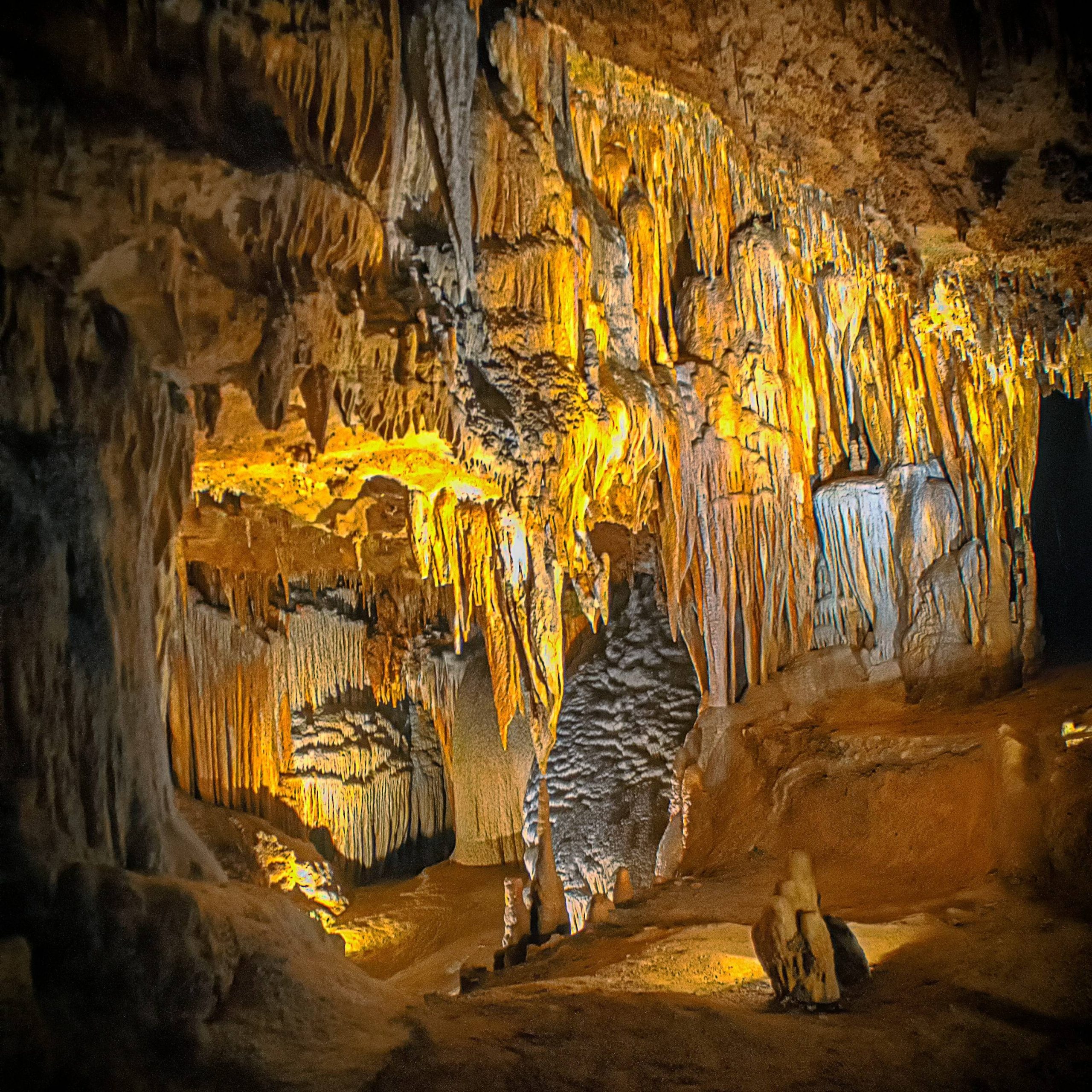 Beautiful rock formations inside Luray Caverns in Virginia.