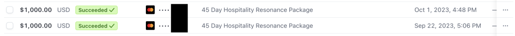 stripe receipts of new business