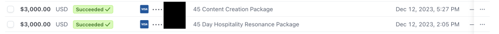 stripe receipts of new business
