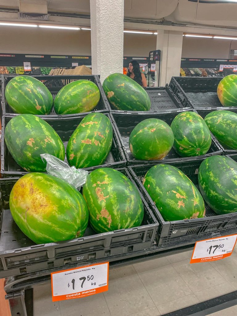 watermelons in grocery store in mexico