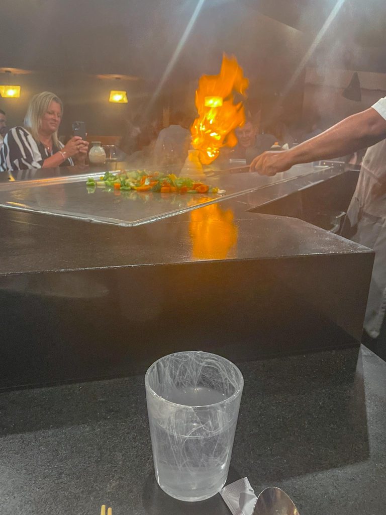 hibachi show at asian restaurant