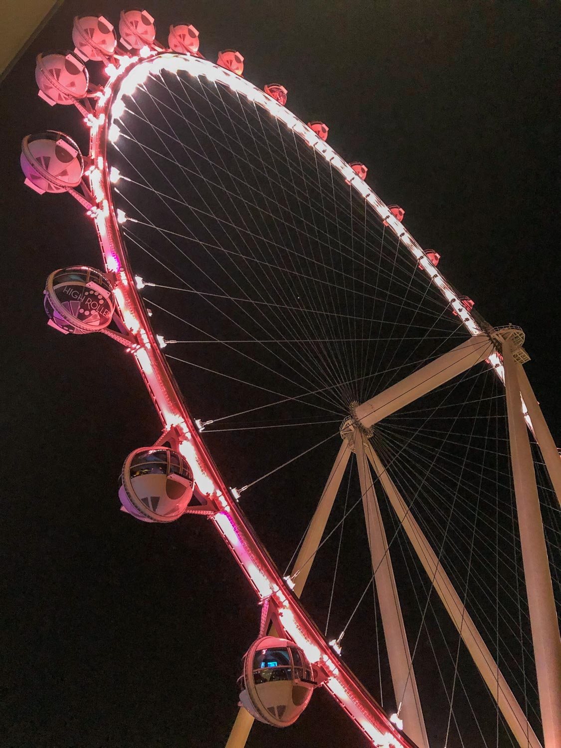 A rollercoaster at night.