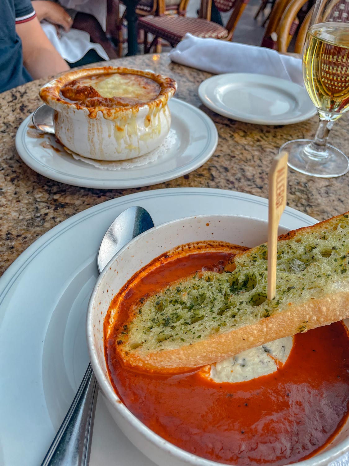A bowl of soup.