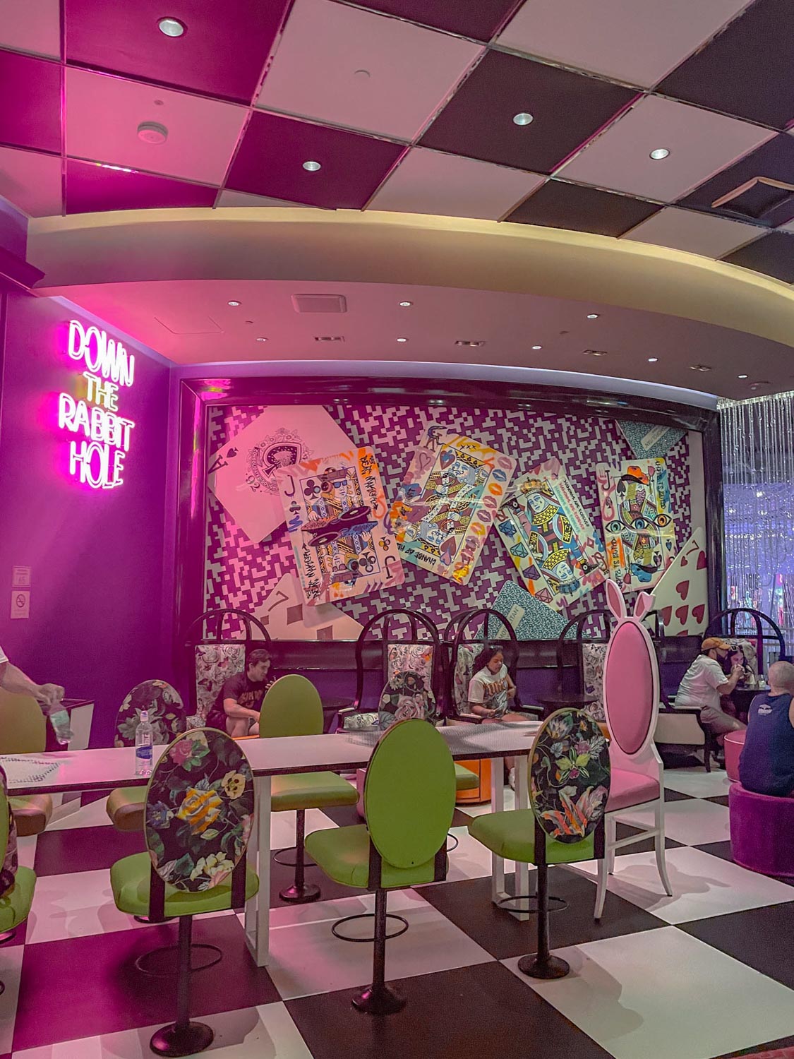 A Las Vegas hotel restaurant with wall art.
