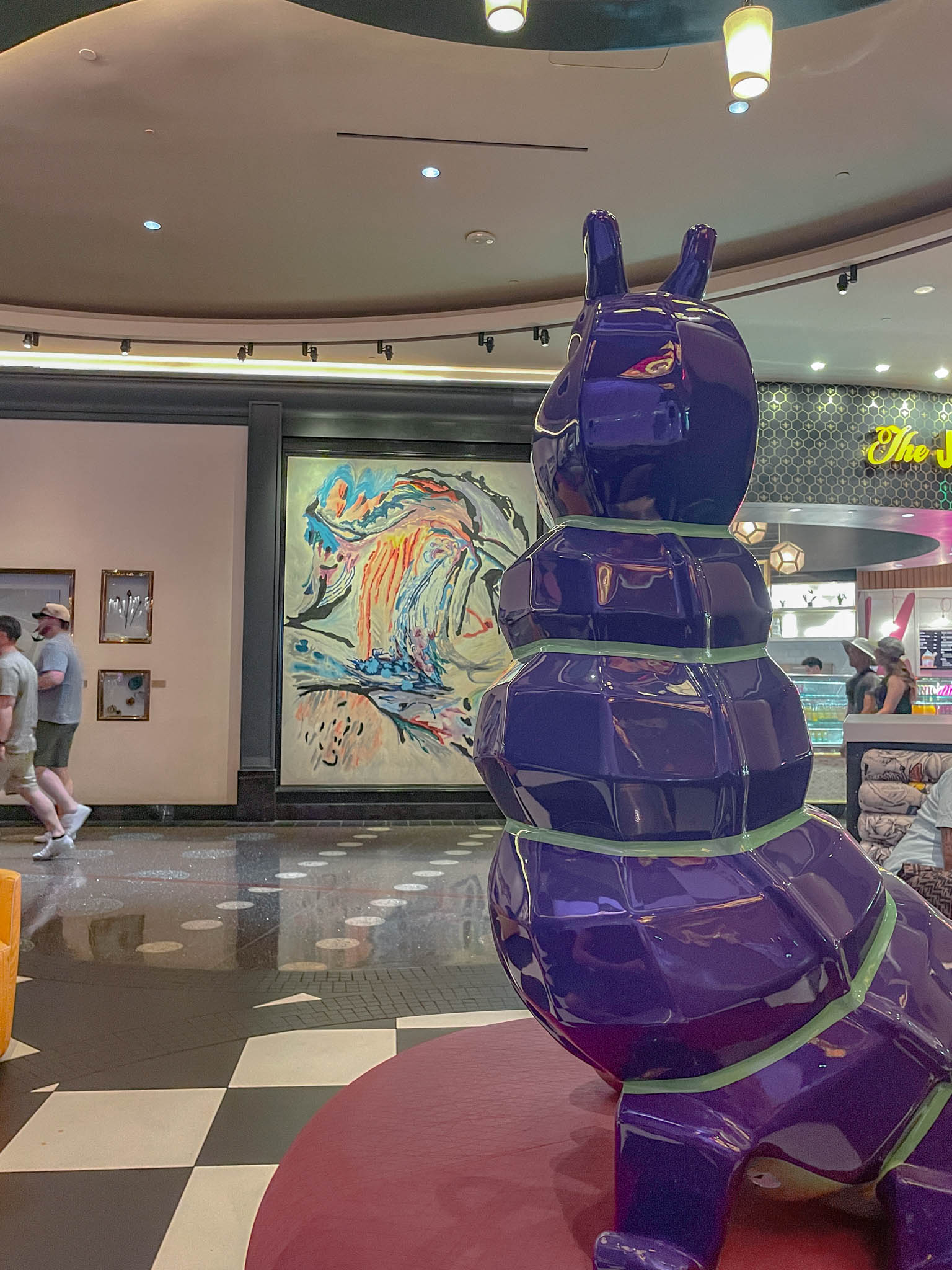 Art installations inside a hotel in Las Vegas.