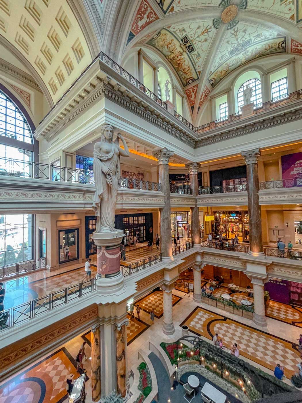 The interior of The Forum Shops, Caesars Palace on the Las Vegas Strip.