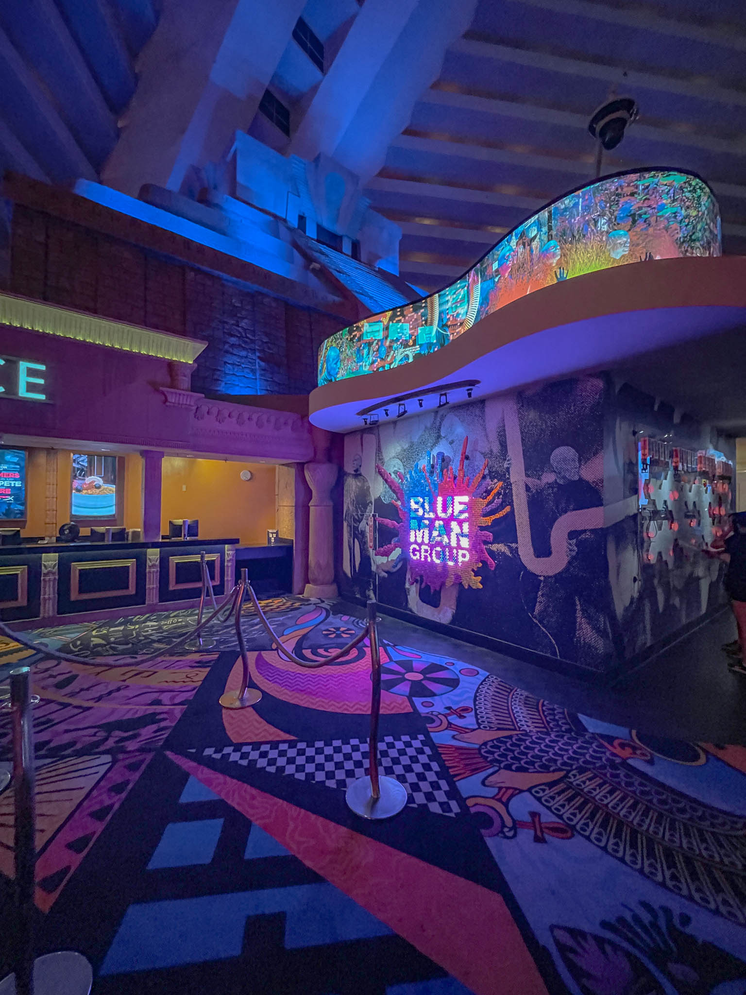 The entrance to the Blue Man Group at Luxor in Las Vegas.