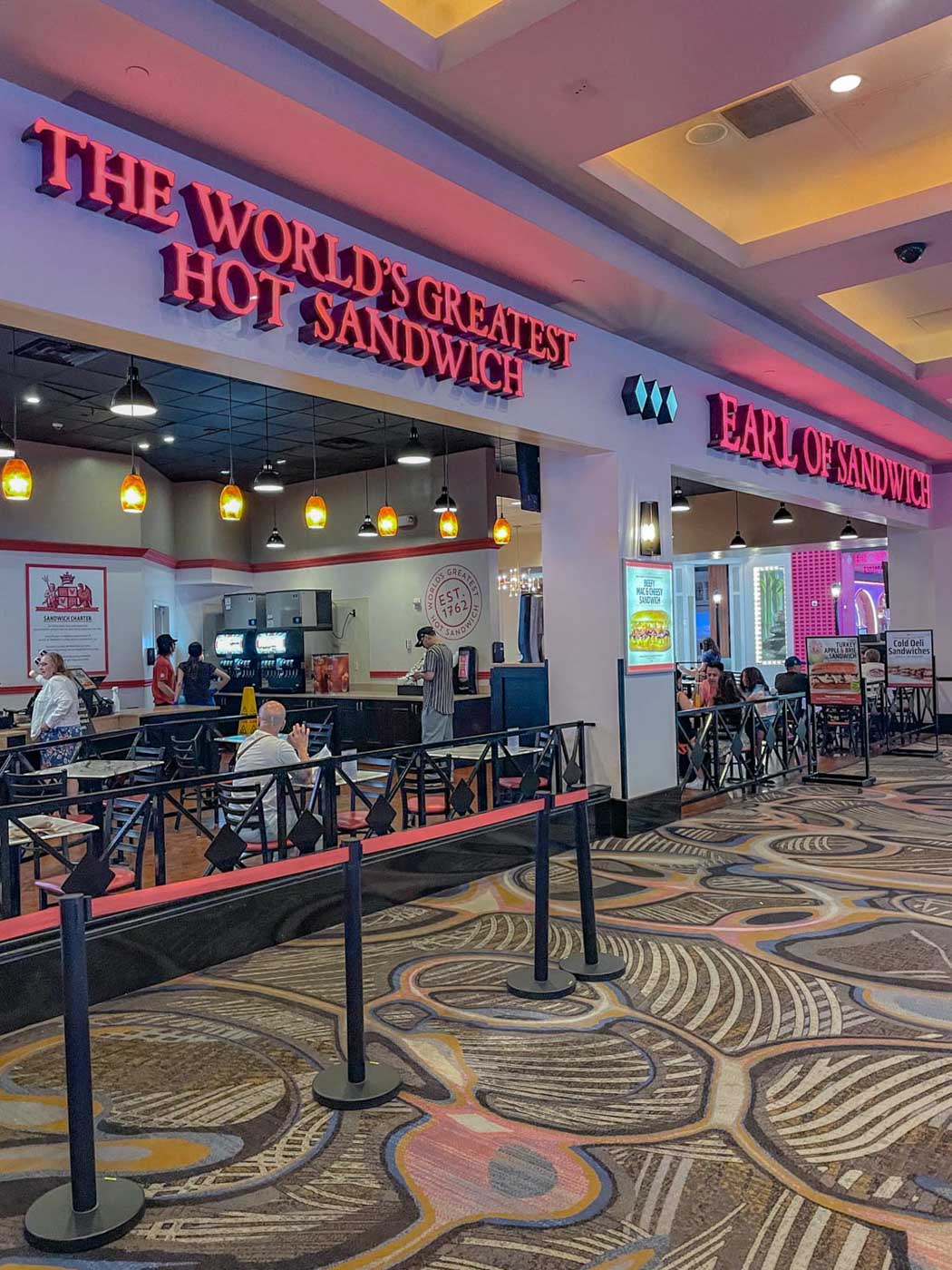 The outside of Earl of Sandwich restaurant in Las Vegas.