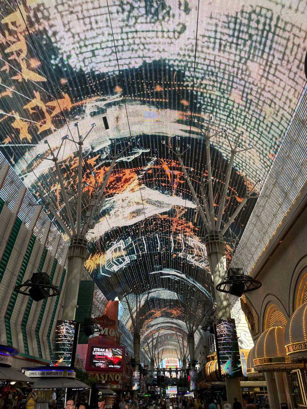 Art ceiling display at Fremont Street.