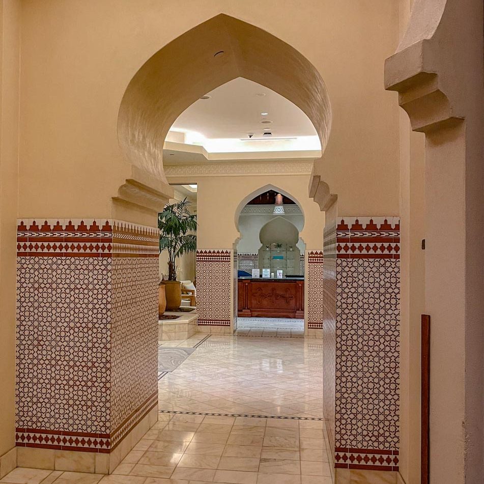 The hallway of a spa inside a hotel in Las Vegas.
