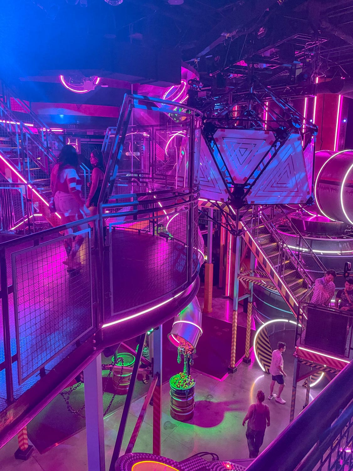A futuristic room with neon lights in Las Vegas.