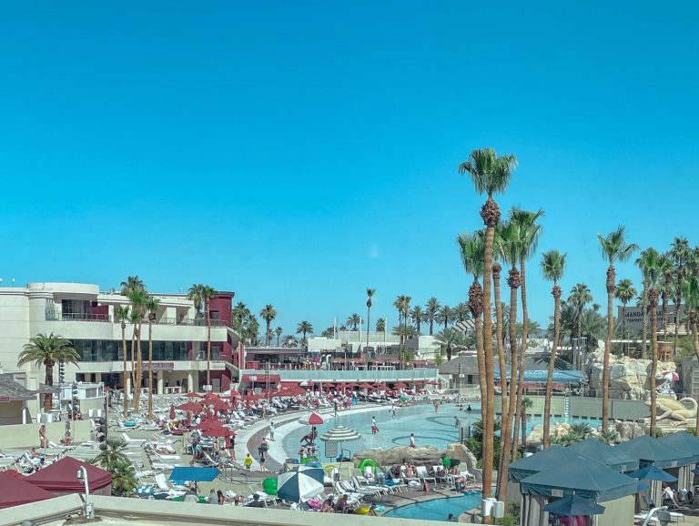 People in the pool area of Mandalay Bay in Las Vegas.