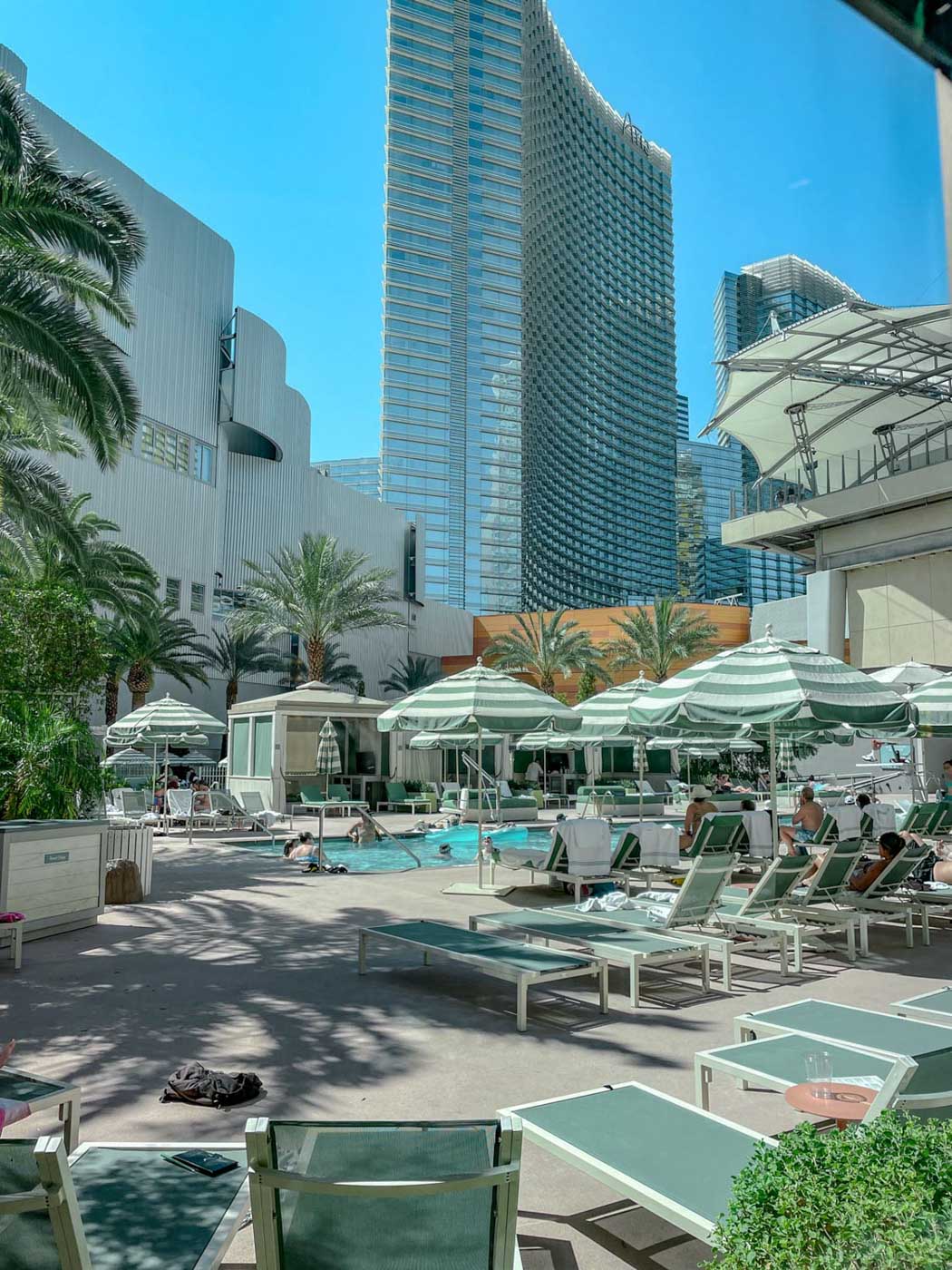 The swimming pool area of Park MGM Las Vegas.