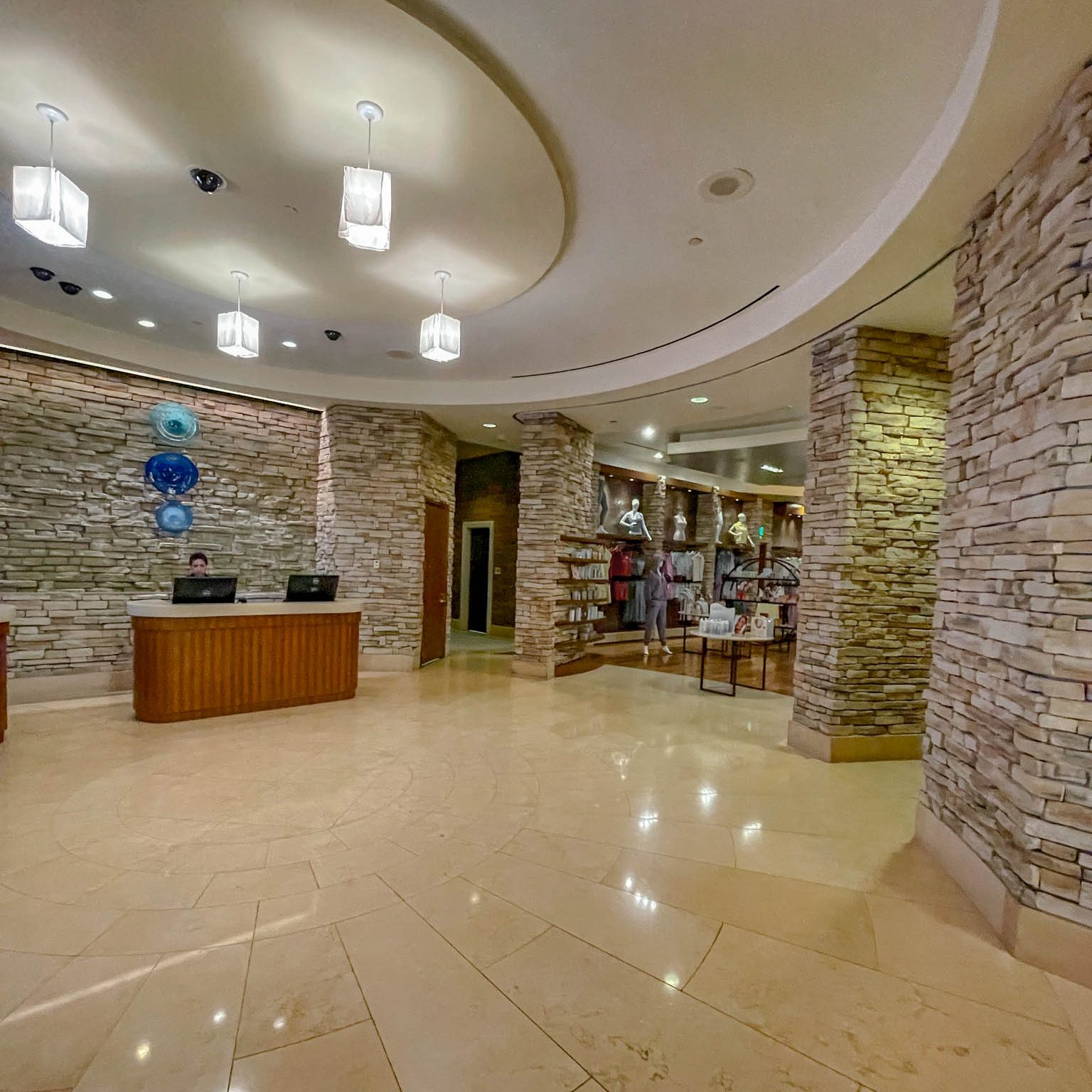 The reception area of a hotel spa in Las Vegas.