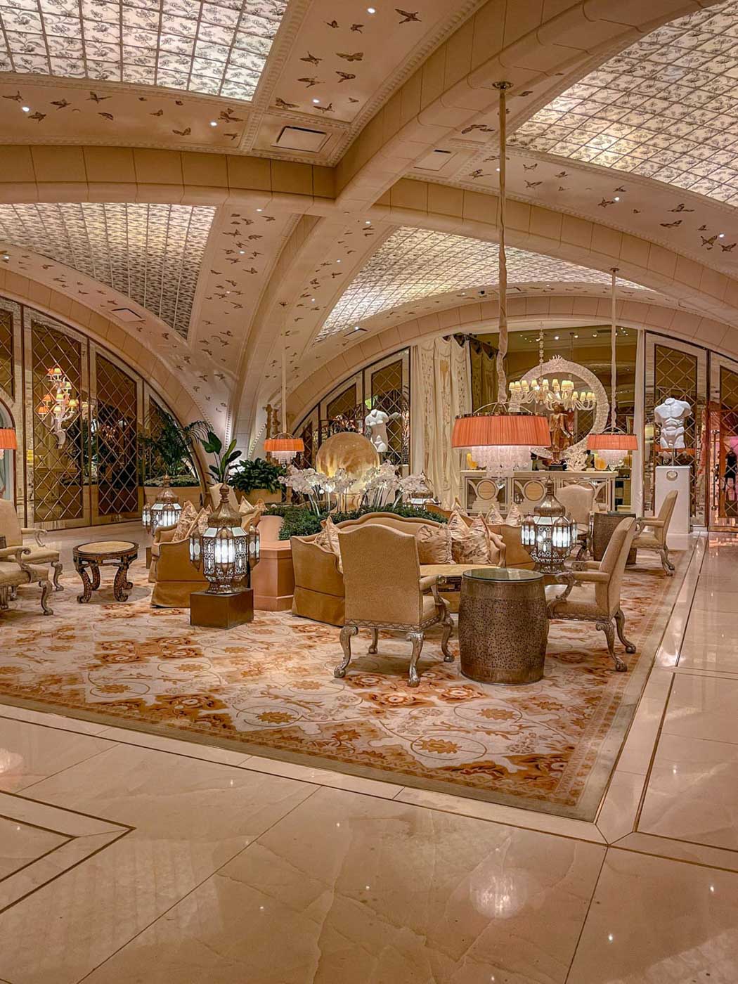 Elegant lobby of Encore Las Vegas hotel.