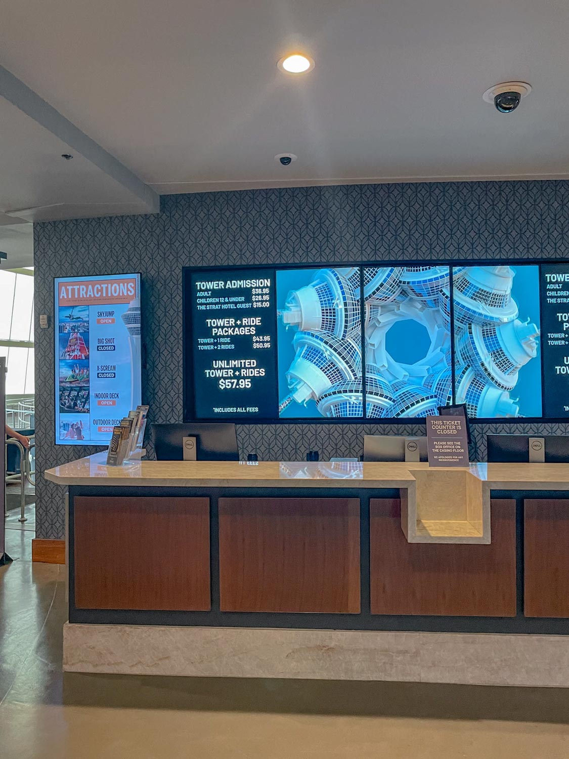 The ticket counter for SkyJump Las Vegas.