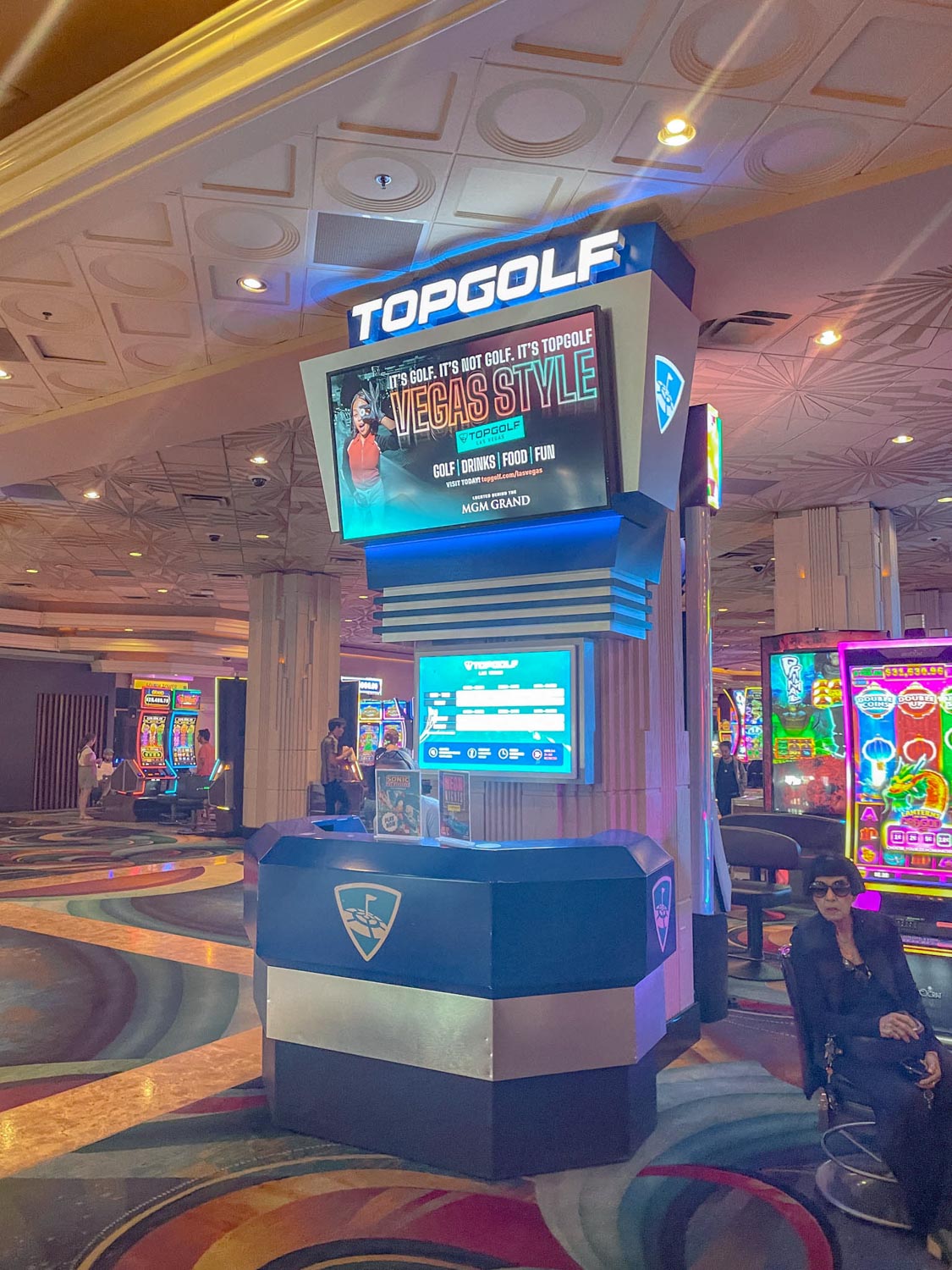 Inside the casino of MGM Grand Las Vegas with slot machines.