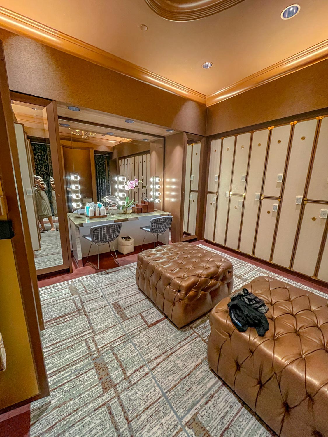 The locker room of a Las Vegas hotel spa.