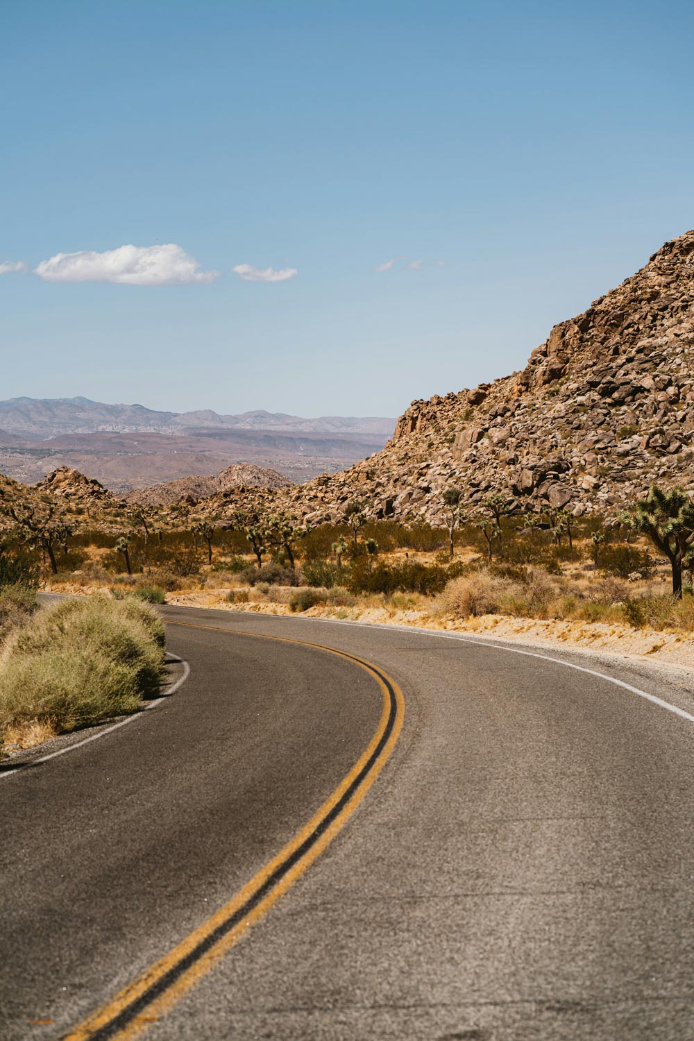 Empty highway along Mojave Desert.