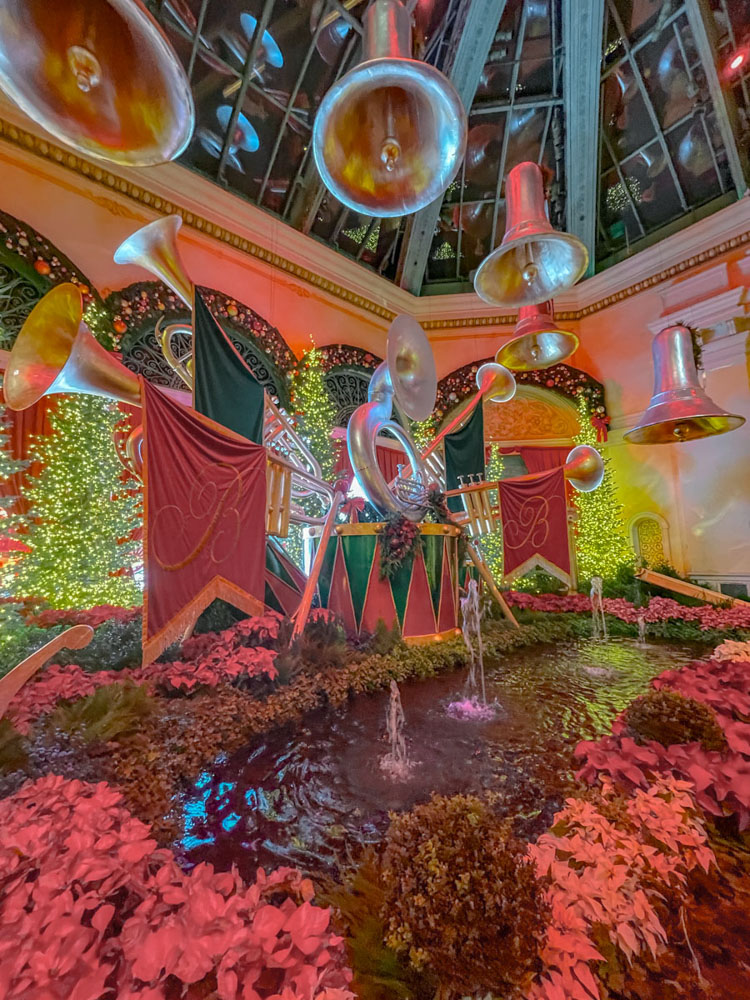 Las Vegas hotel in December with holiday decorations.