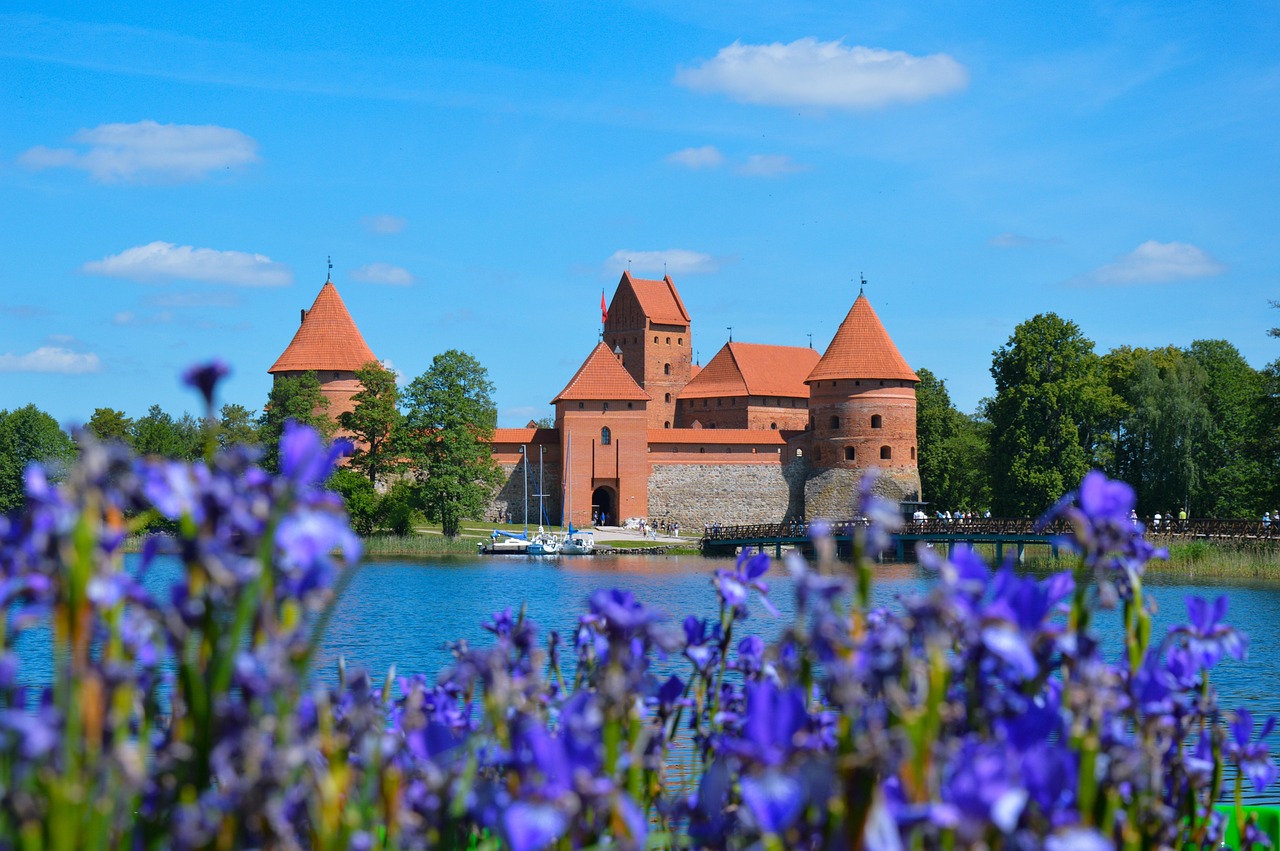 Trakai Island Castle near a beautiful lake in Lithuania.