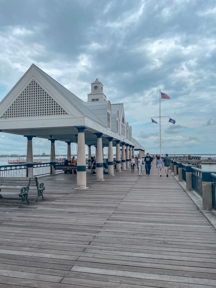 Waterfront Park at Charleston, South Carolina with flags.