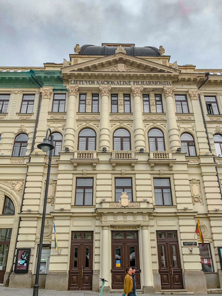 The facade of a building in Vilnius.
