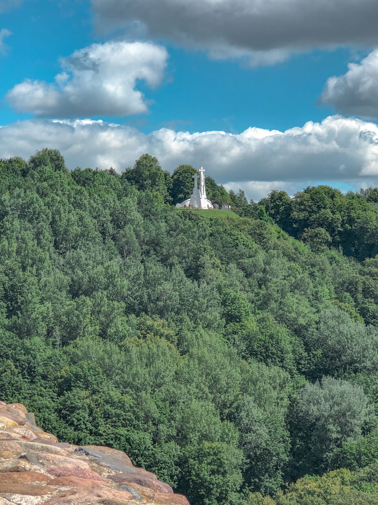 The view of Hill of Three Crosses in Vilnius, Lithuania.
