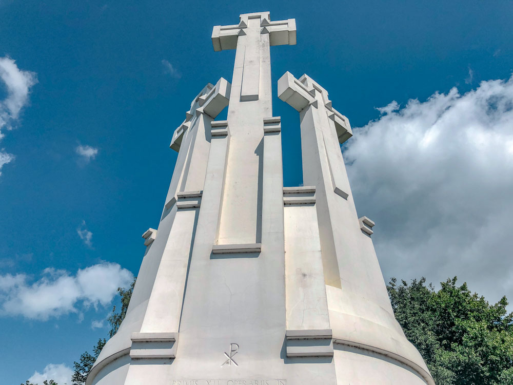 The three crosses monument in Vilnius, Lithuania.