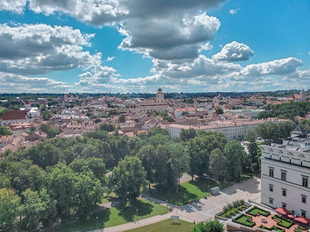 The view of Vilnius Old Town from a view point.