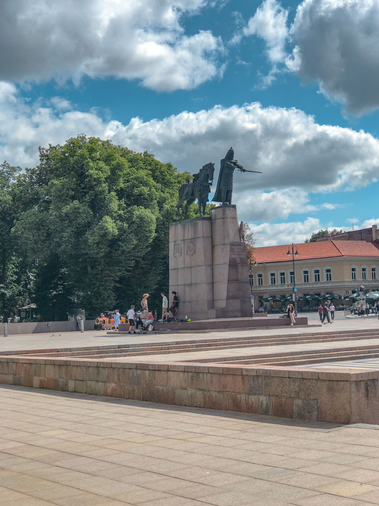 Statue at a park in Old Town Vilnius.