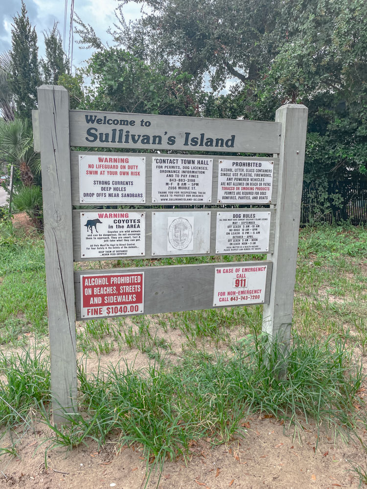 A sign that says "Welcome to Sullivan's Island".