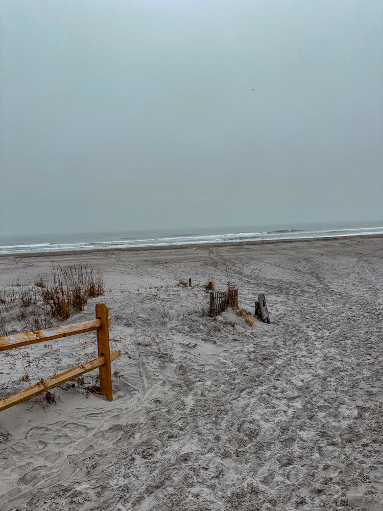 An empty beach in Atlantic City.