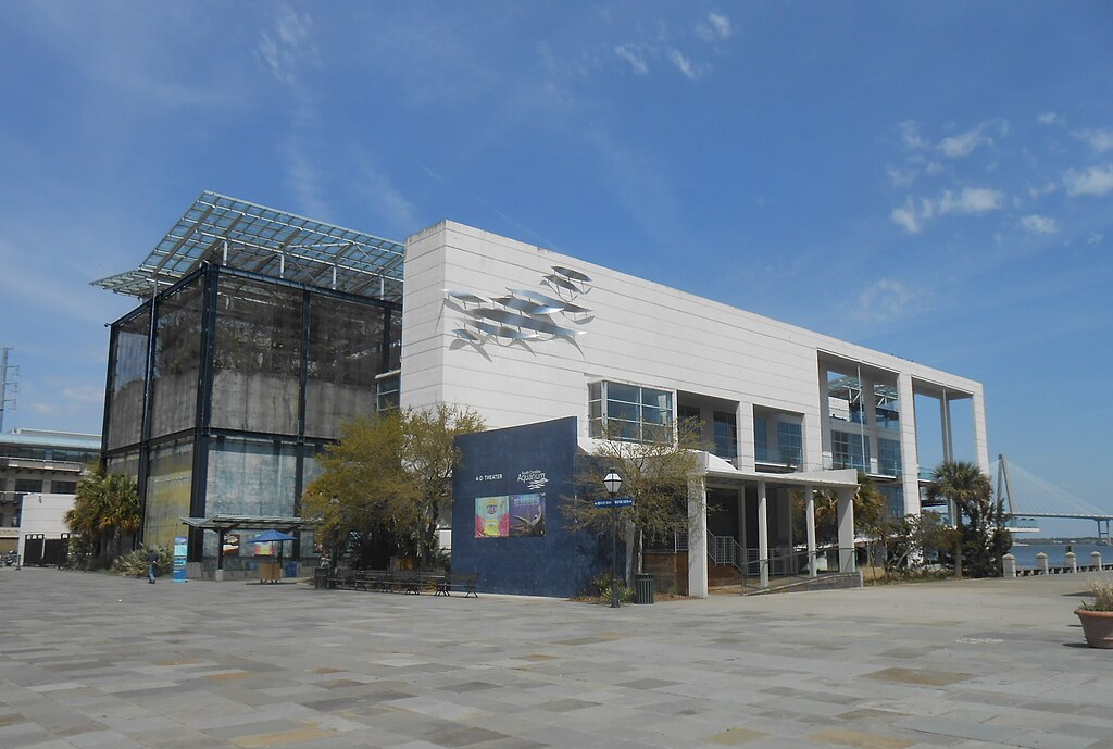 The front of the building of the South Carolina Aquarium.