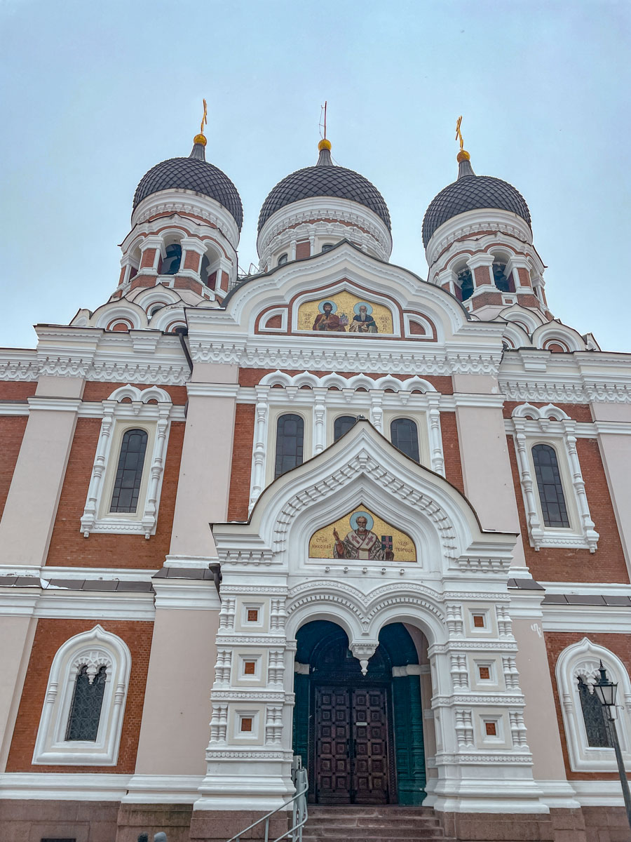 The facade of a cathedral in Tallinn, Estonia.