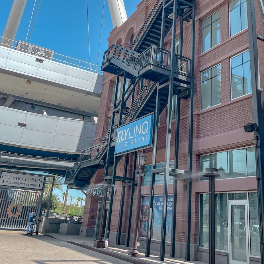 The entrance of a zipline area in Las Vegas.