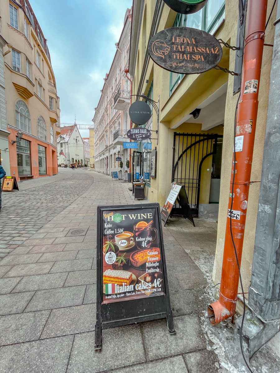 The street sign of a restaurant in Tallinn, Estonia.