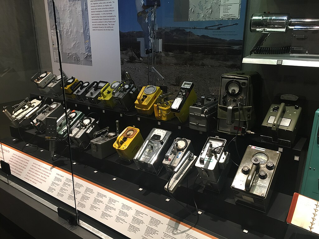 A collection of Geiger counters at the Atomic Testing Museum in Las Vegas.