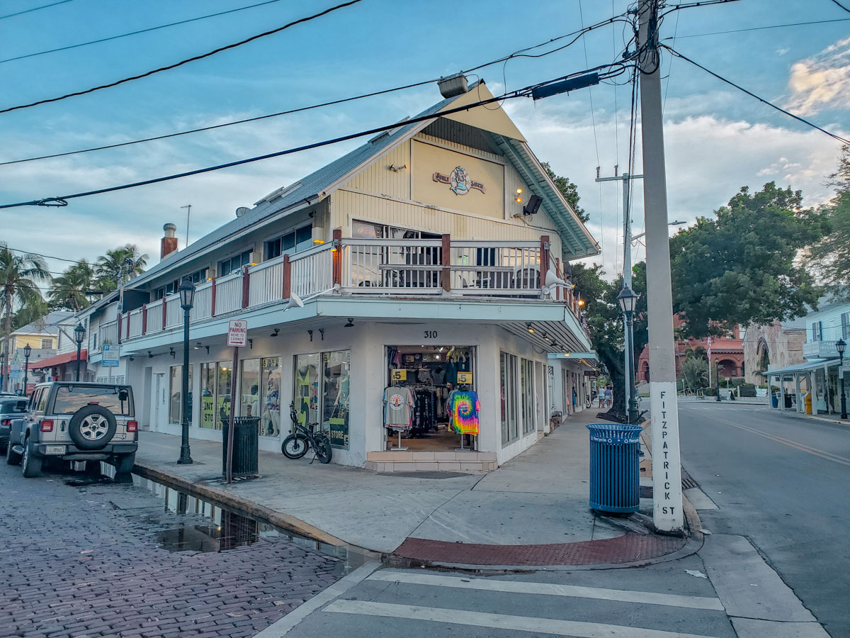 Front of a corner store at old town in Key West, Florida.