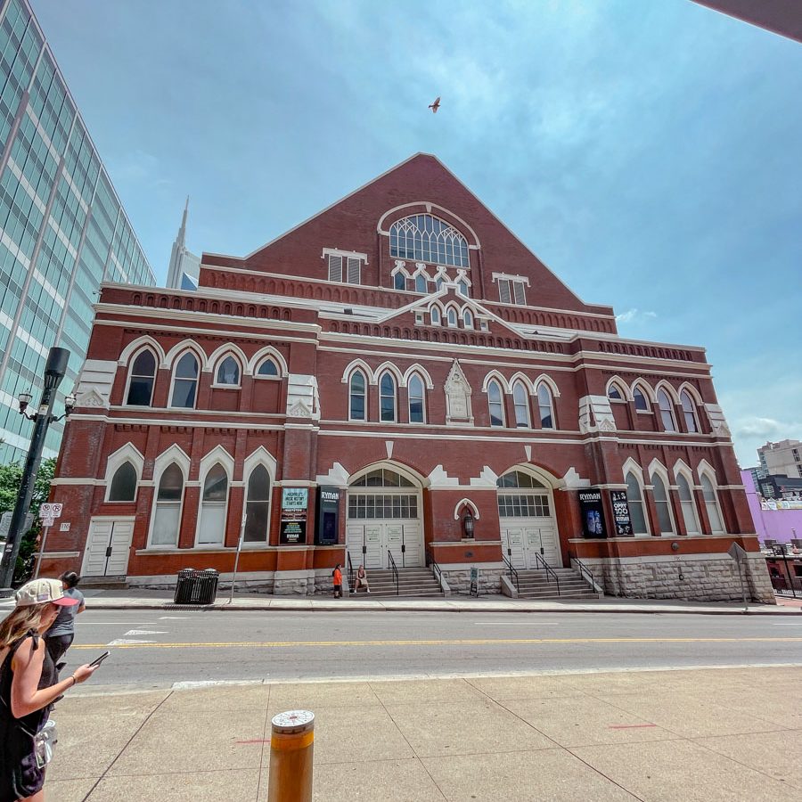 The facade of Ryman Auditorium building in Nashville.