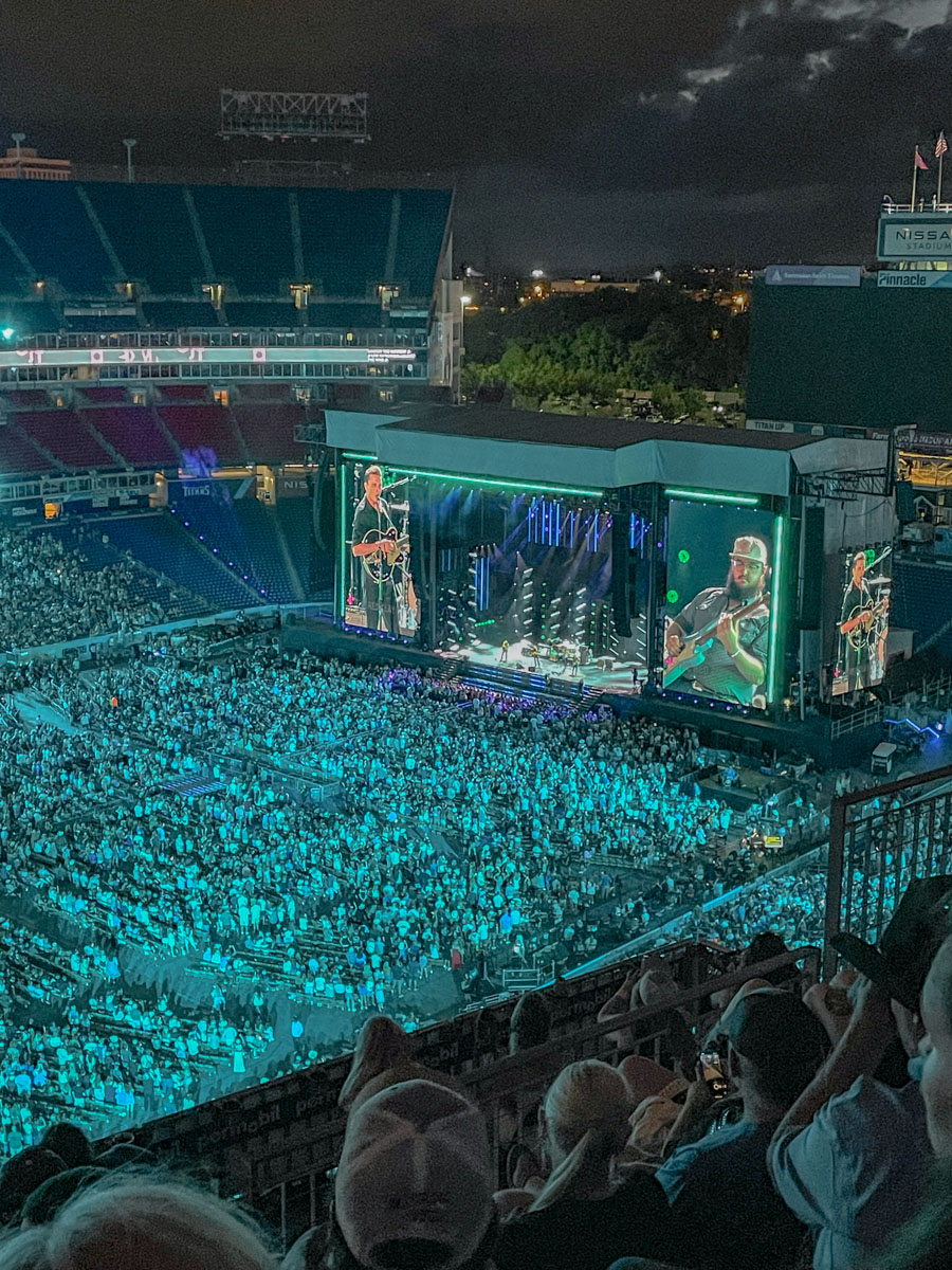 Nashville Tennessee Nightlife concert stage and crowd at night.