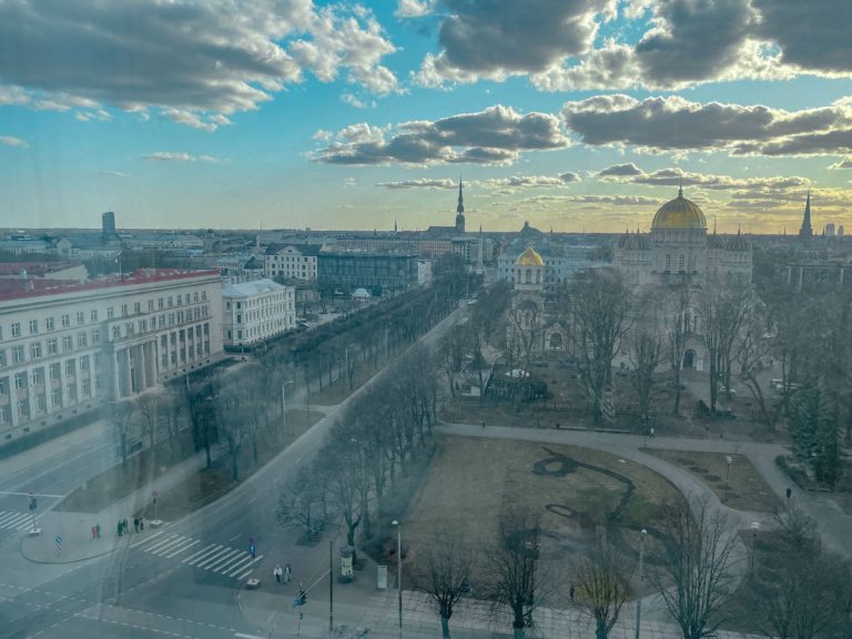 A view of Riga city from a hotel window Radisson Blu Latvija.
