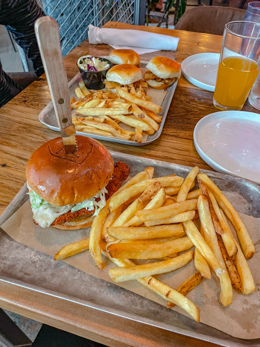 Burgers, sandwiches, and French fries at a restaurant in Las Vegas.