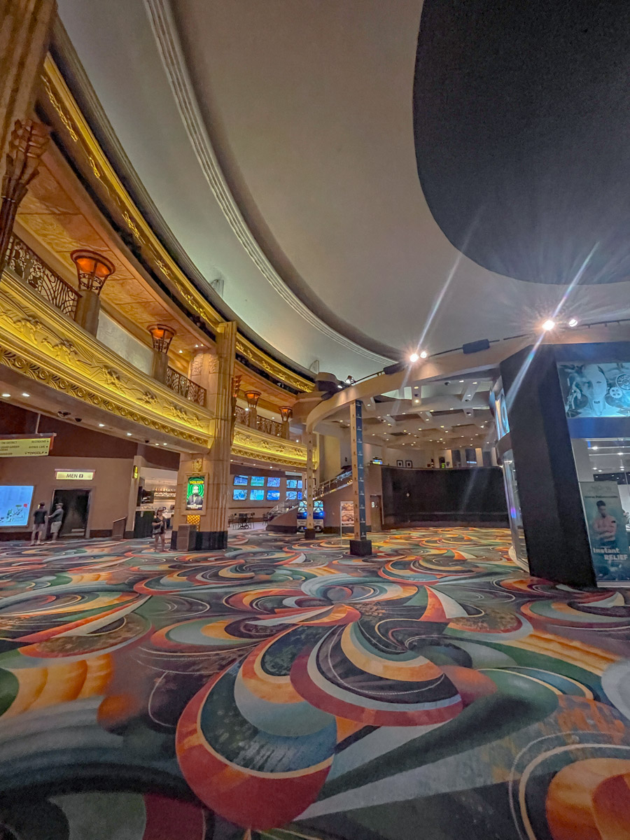 A carpeted area inside a hotel in Las Vegas.